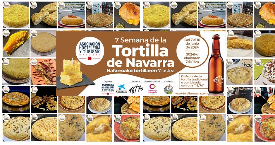 Composici&oacute;n collage tortillas de patata participantes en la 7&ordf; Semana de la Tortilla Navarra